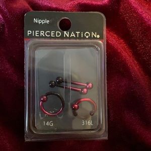 Black and Pink Ombré Nipple Rings and Bars